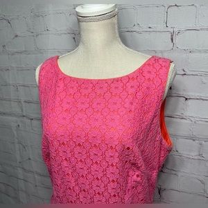 Gorgeous! LILLY PULITZER Size 14 Aleesa Hotty Pink Lace Floral Fit & Flare Dress